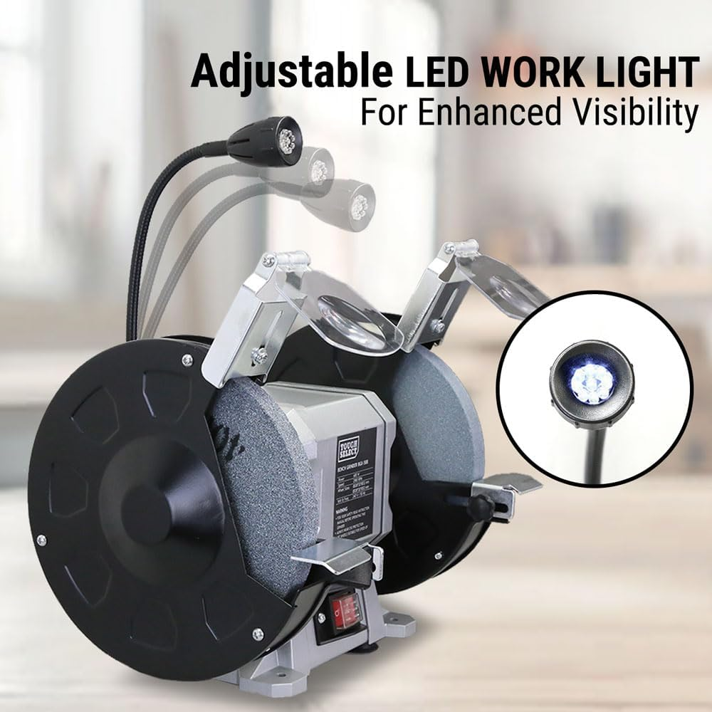 8" Bench Grinder Sharpener 600W Industrial Power Tool 200Mm Grinding Wheels LED image number 3