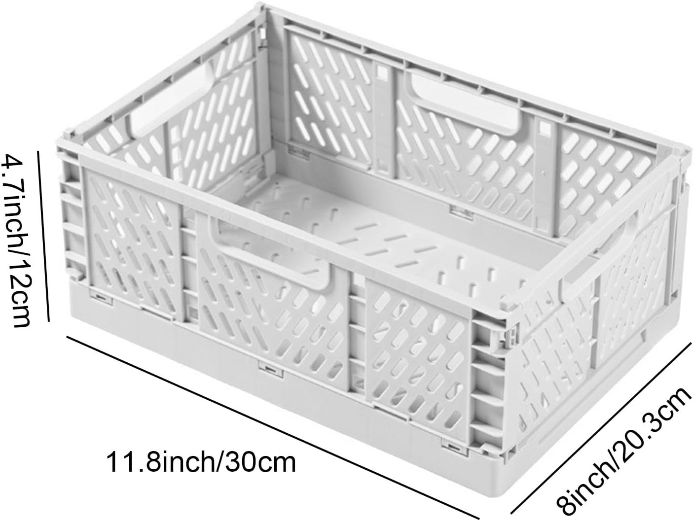 Wesoke Foldable Plastic Storage Basket, Small Collapsible Crates for Organizing, Medium Stackable Folding Organizer Bins for Desk Organization for Home Kitchen Bedroom Bathroom Office, White image number 5