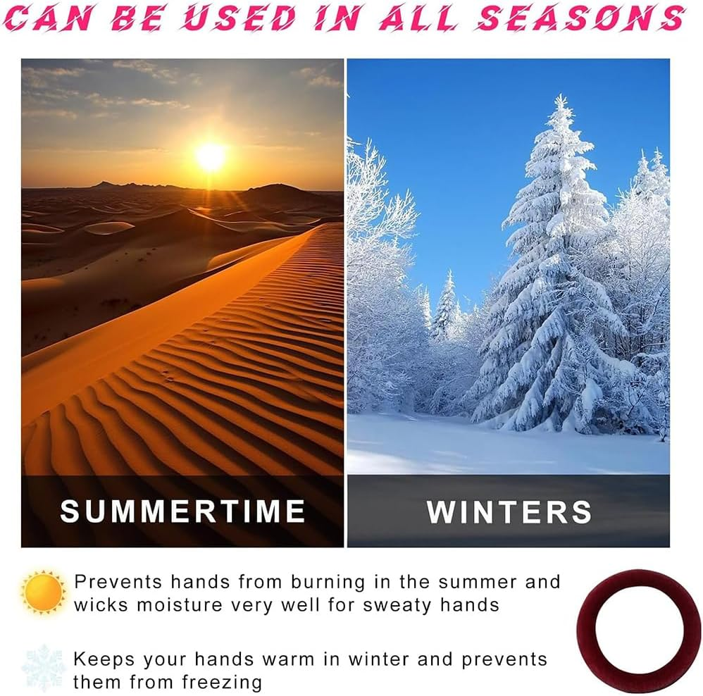 Car Steering Wheel Cover, Fluffy Soft Fur Wheel Protector for Warm Winter, 15'' Anti-Slip Steering Wheel Covers, Universal Vehicle Interior Accessories for Men Women Unique Fashion(Wine Red) image number 6