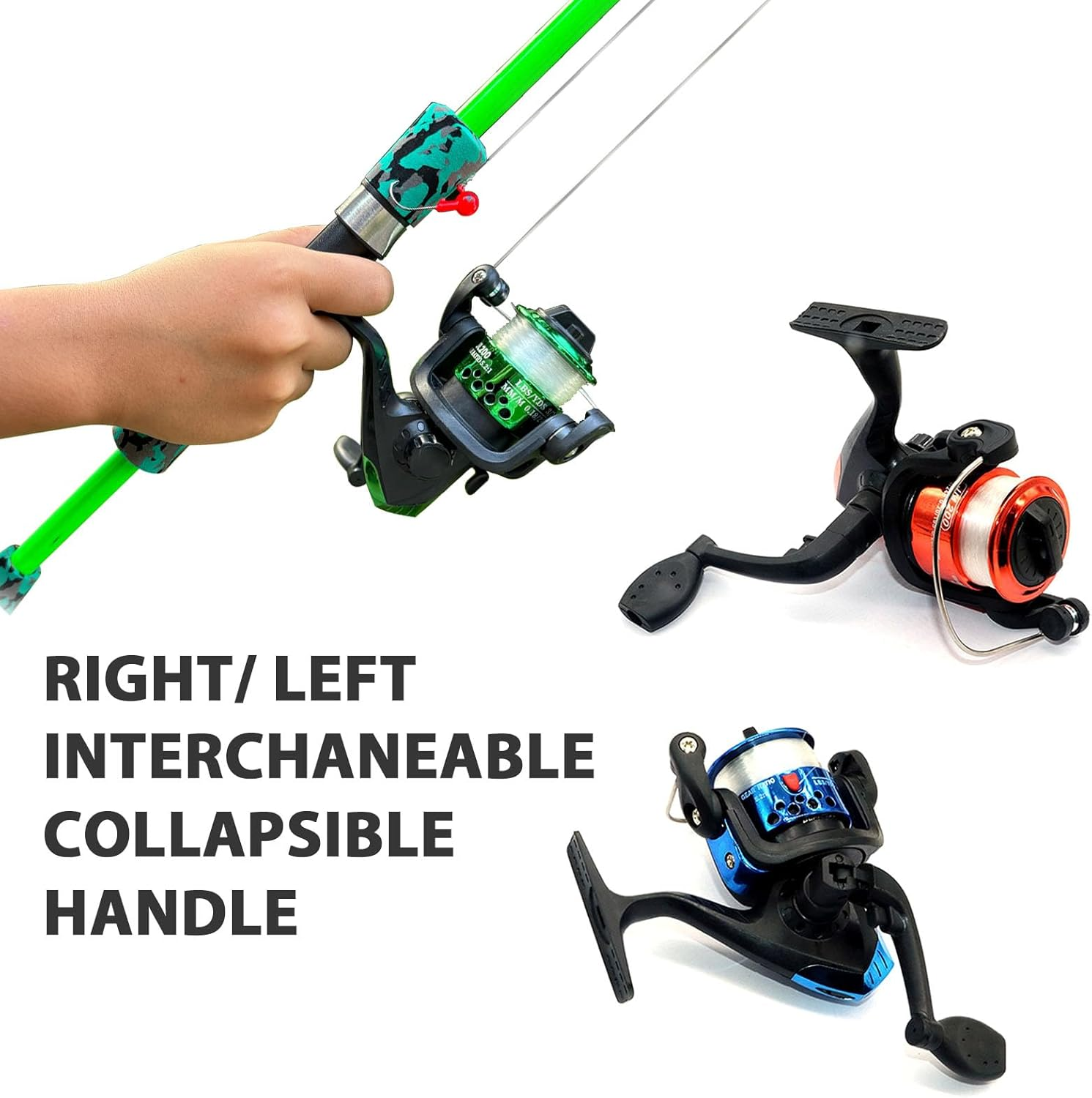 Spinning Fishing Pole Kids &ndash;Telescopic Fishing Rod & Reel Combo, Tackle Box, Carry Bag for Boys and Girls with Full Kits Hooks Lure Case for Youth Fishing and Beginner - 2 Pack - Blue  Red image number 3