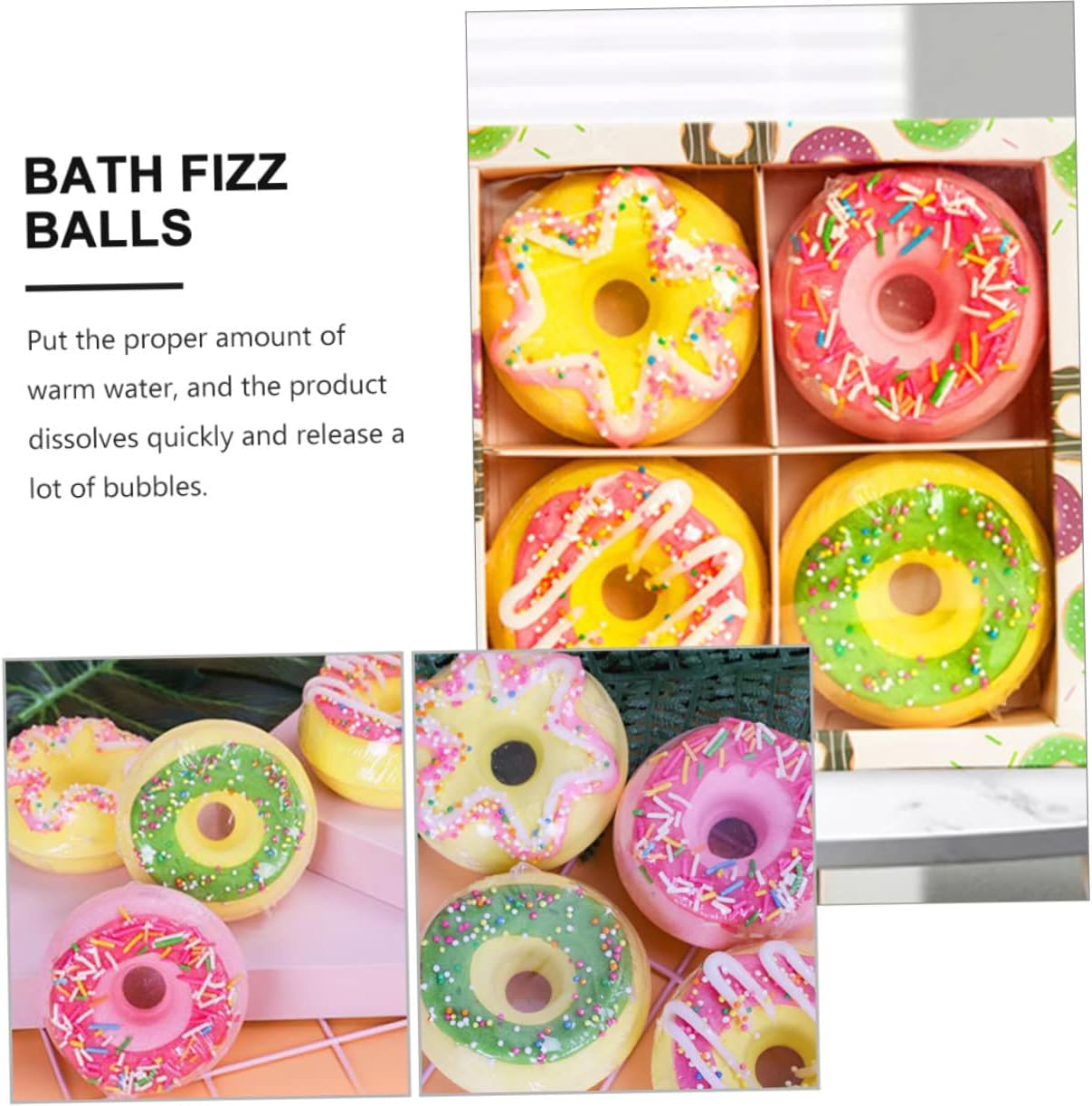 Beavorty Doughnut Shape 100G 4Pcs Set Essential Oils for Boys and Girls Fun Bath Time Random Style image number 2