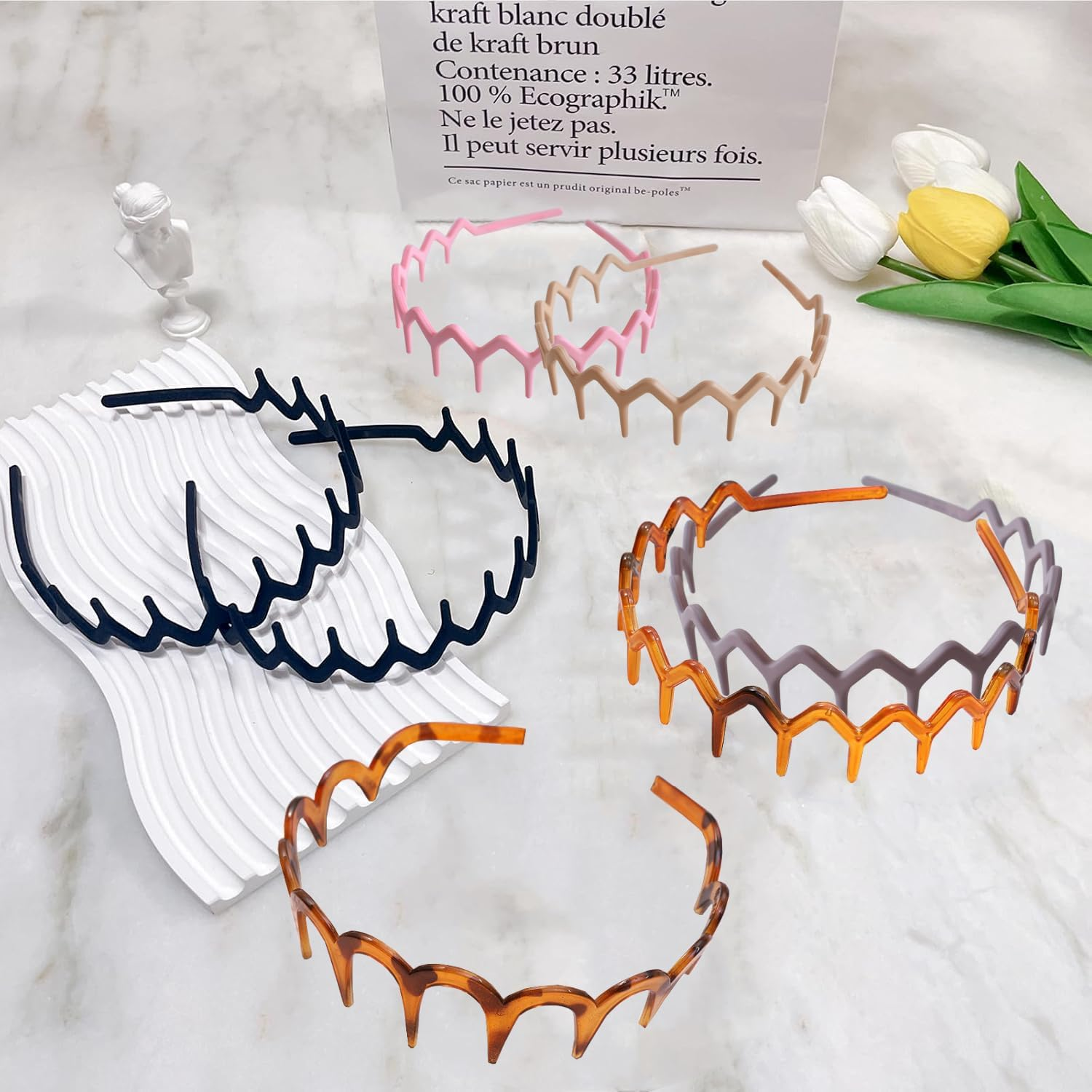 Diyxisk Zigzag Headband, 7 Pieces Fine, Women'S Non-Slip Zigzag Headband, Unisex Zig Zag Headband, Used for Make-Up, Face Mask, Yoga and Facial Cleansing image number 1