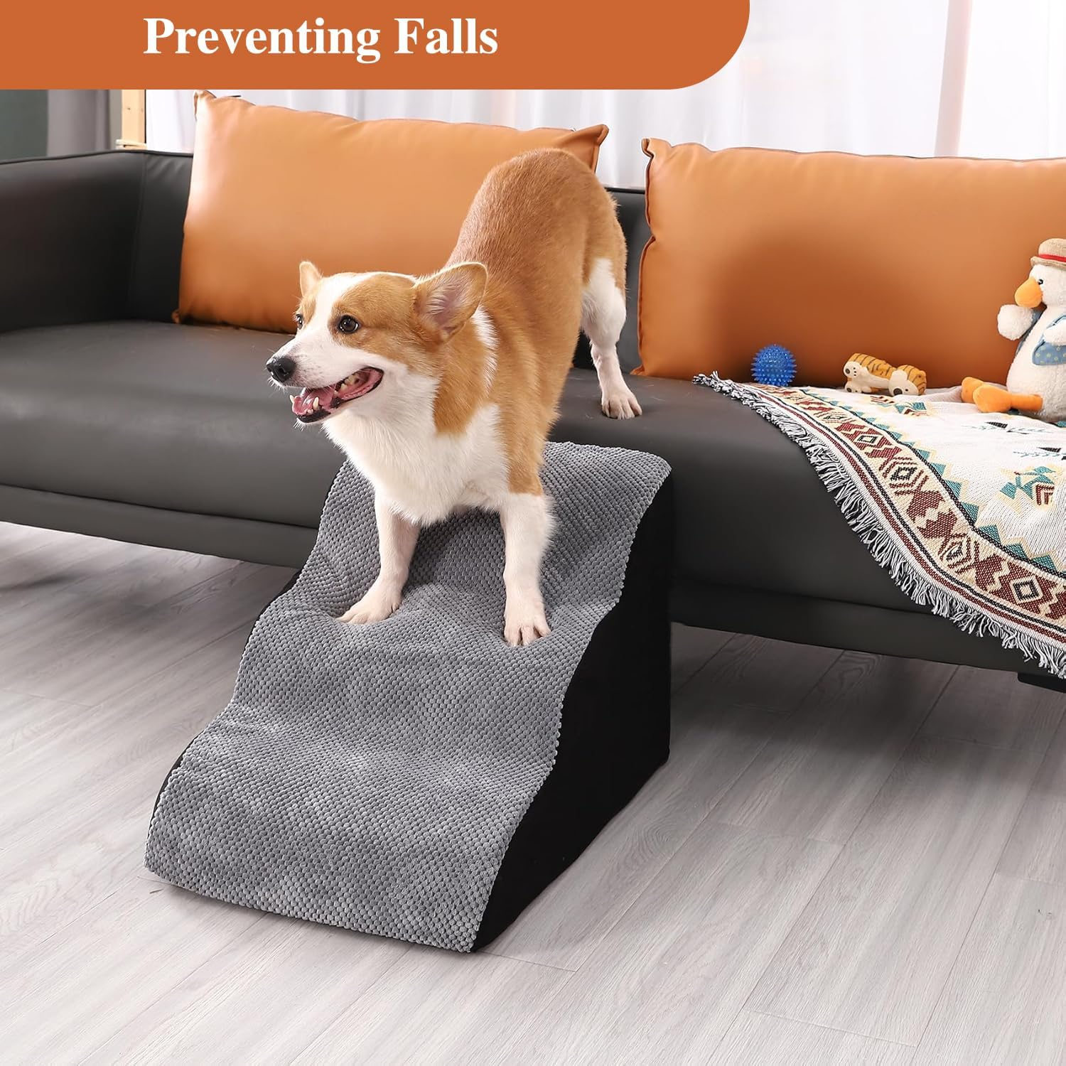 Dog Stairs for Small Dogs,3 Steps Pet Ramp,30D High Density Dog Ramp,Pet Steps for Bed and Couch,Dog Steps for Bed,Pet Stairs for Injured Dogs, Elderly Pets, Small Cats, Easy to Walk image number 5