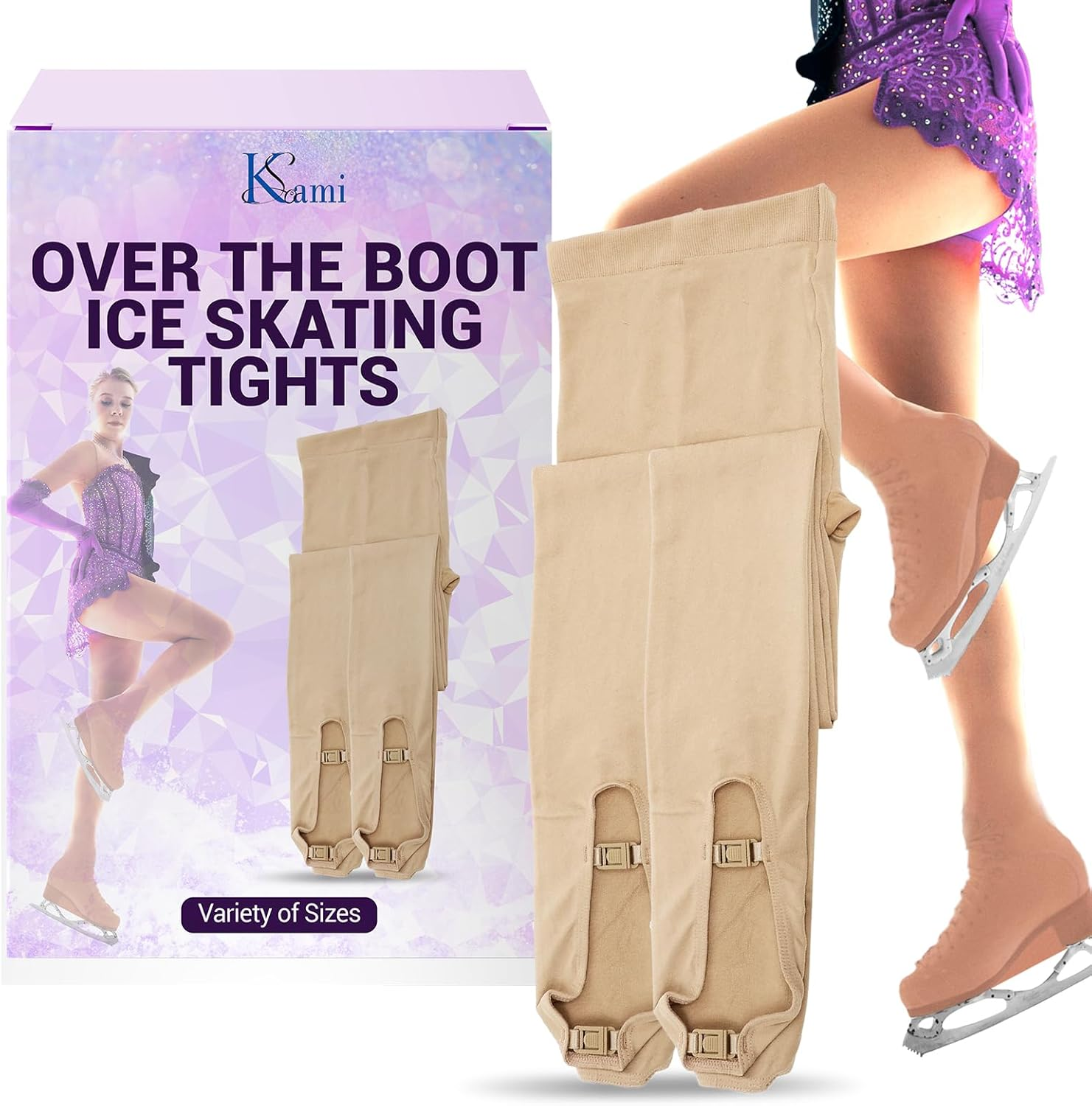 Kami-So over the Boot Figure Skating Tights | Soft, Stretchy Bamboo Leggings for Women & Girls | Cozy Tan Boot Covers