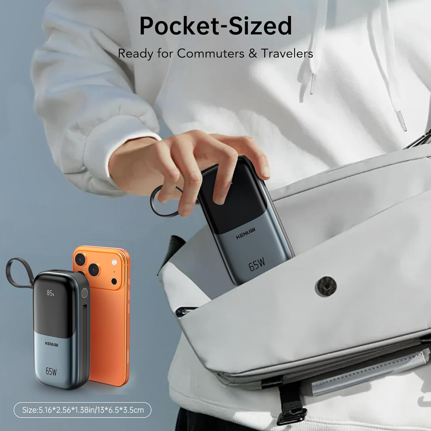 2025 Latest Portable Charger with Built in Cables, 20000Mah 65W Compact USB C Laptop Power Bank Fast Charging Travel Essentials Battery Pack for Macbook Dell Ipad Steam Deck Iphone 17 16 Samsung S24