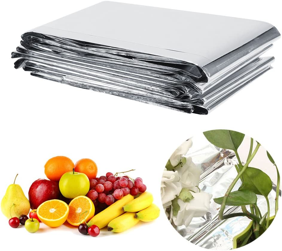 Silver Reflective Mylar Films,Plant Metallized Foil Covering Sheet Garden Greenhouse Farming Accessories Increase Growth Power Reduce Uneven Heat Environment Safe for Grow Room Outdoor Survival