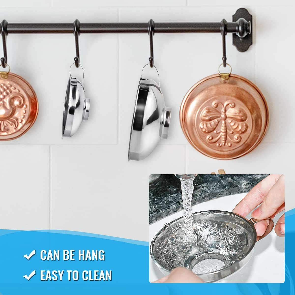 Walquicks 3 Pack Stainless Steel Canning Funnel with Strainer with Handlek, for Wide and Regular Jars - Wide-Mouth Funnels for Kitchen Use, for Transferring Liquid, Fluid, Cooking Oil, Jam, Powder image number 6