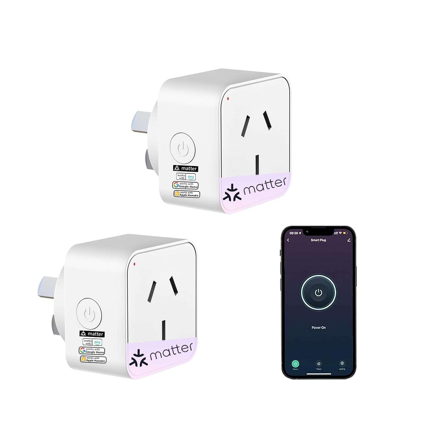 Jinvoo Matter Smart Plug, 100% Privacy Smart Socket, Works with Applee Home, Alexa, Google Home, Smartthingss, Smart Socket, Smart Home Automation, Timer, 2 Pack image number 5