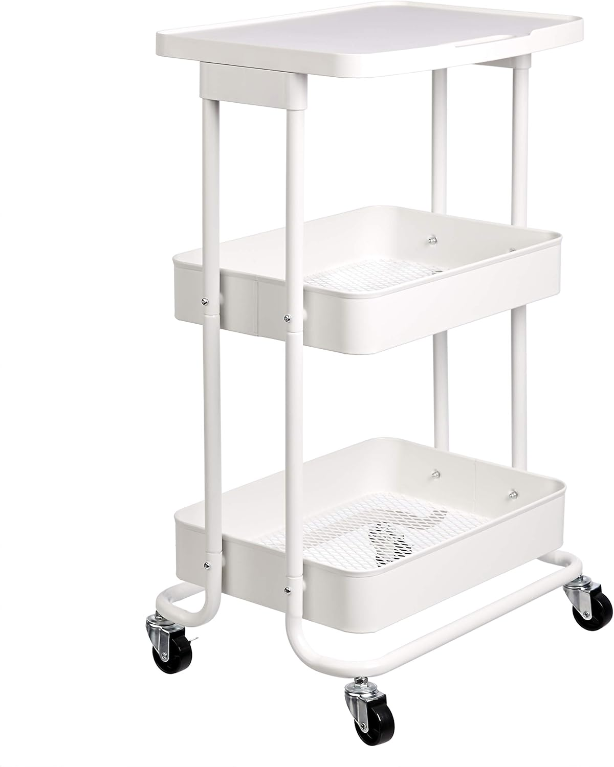 Amazon Basics 2-Tier Metal Kitchen/Utility Cart with Shelf, White image number 3