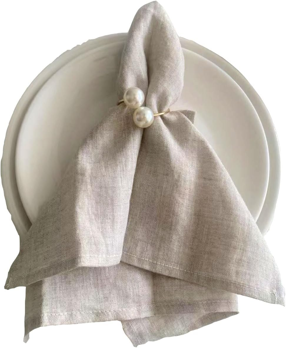 Plobeca Home Linen Napkins Set of 4, 100% Linen Cloth Napkins Washable Solid Color Napkins 20X20 Inch for Family Dinner, Thanksgiving image number 1