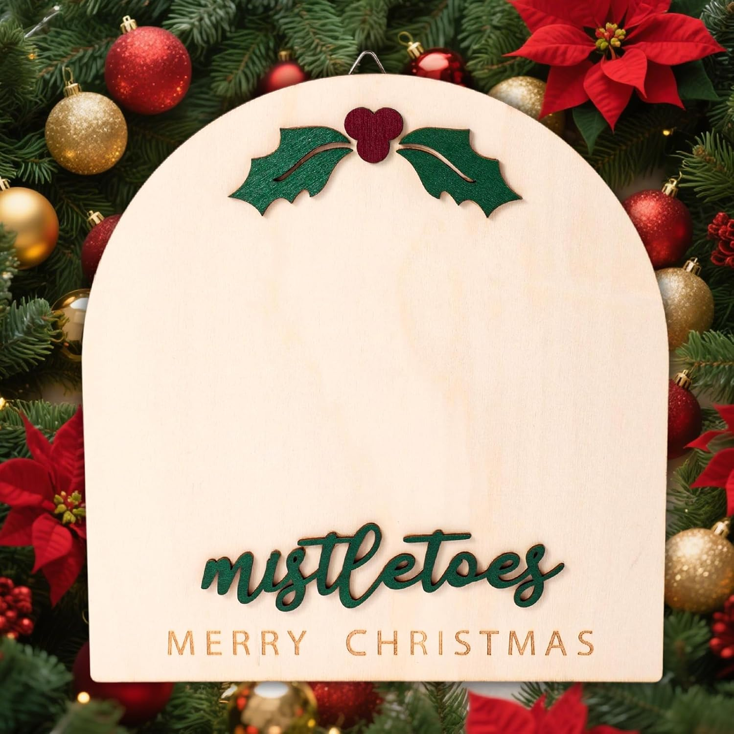 Christmas Baby Footprint Wooden Souvenir, 7.1X7.5In Wooden Baby Footprint with Green Inkpad for Baptism & Newborn Photoshoot Prop image number 2