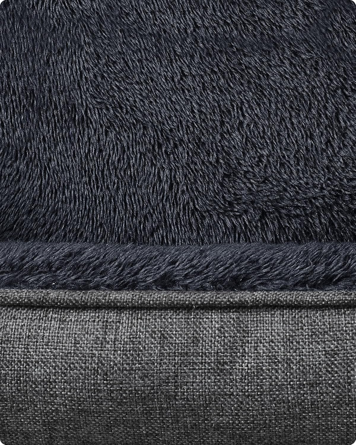 Feandrea PGW009G01 Cat Bed, Dog Bed, Dog Cushion in Linen Look, Raised Edges, Non-Slip Base, Removable Washable Cover, S, for Mini Dogs, 60 X 50 X 21 Cm, Dark Grey image number 2