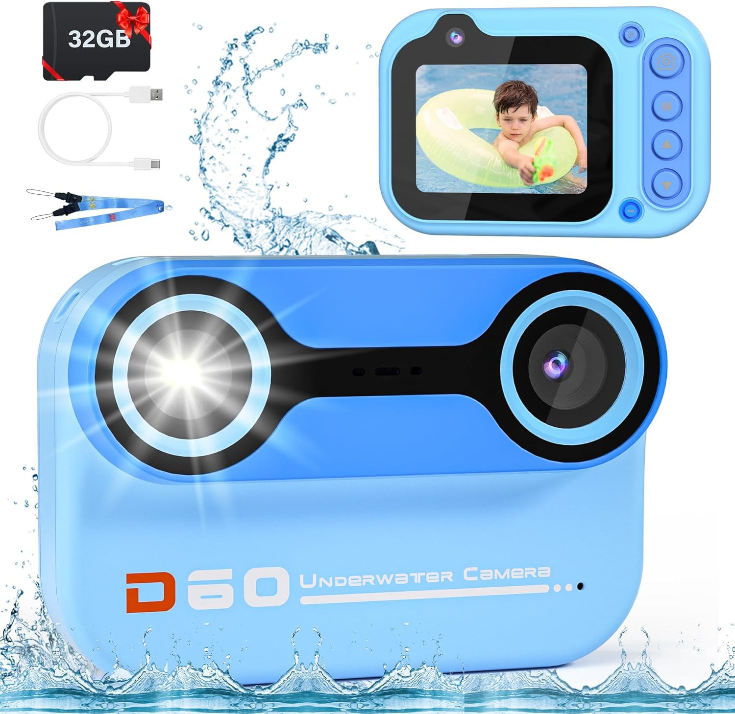 10FT Underwater Camera for Kids, Kids Waterproof Camera, 1080P Video Camera for Snorkeling, Christmas Birthday Gifts Pool Toys for Boys Girls Ages 4-12, Toddler Digital Action Camera with 32GB Card image number 4