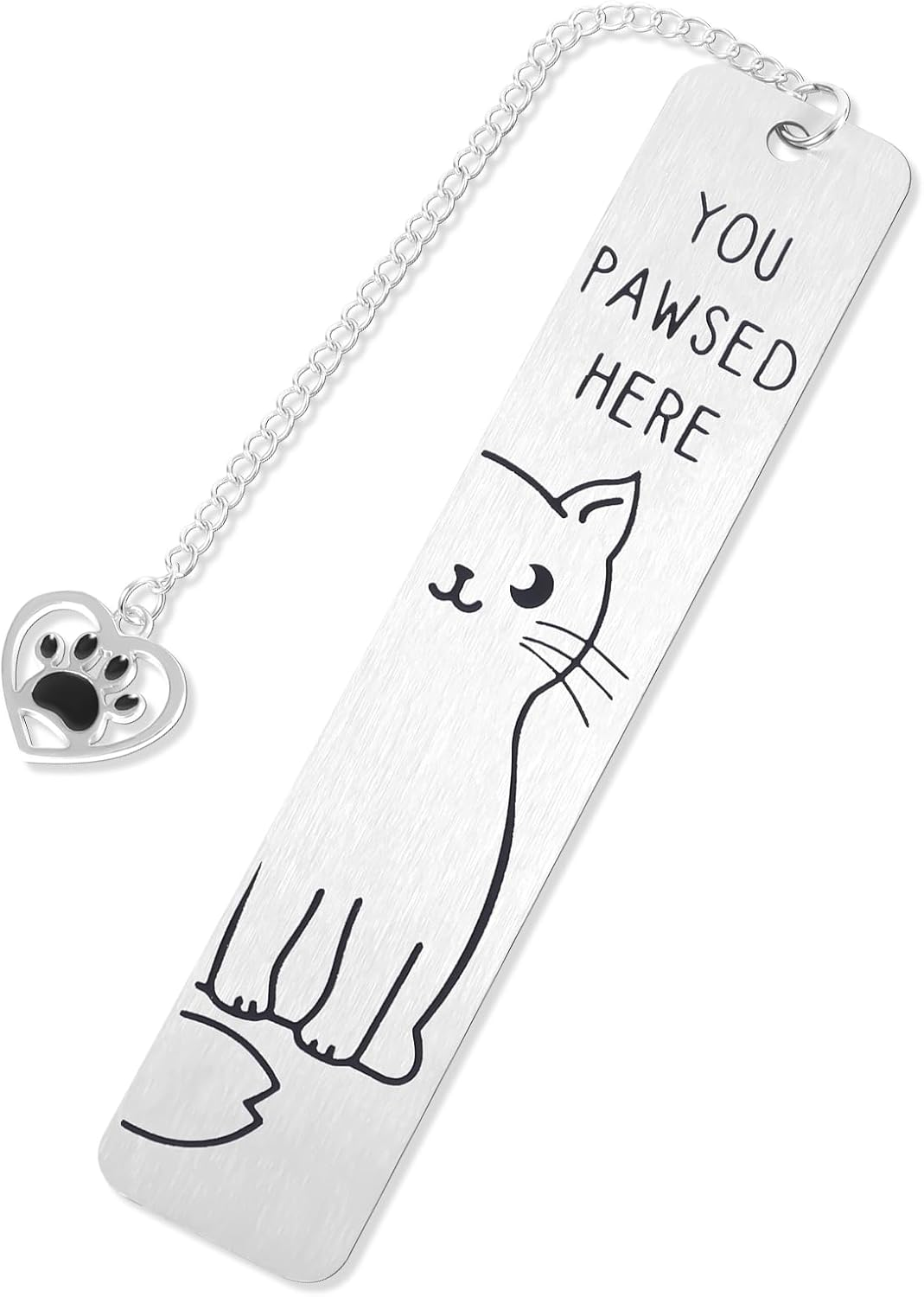 Gosknor Cat Bookmark, Cute Cat Gifts, Funny Metal Book Marks for Reading, You Pawsed Here, Zinc Alloy, 1 Piece image number 1