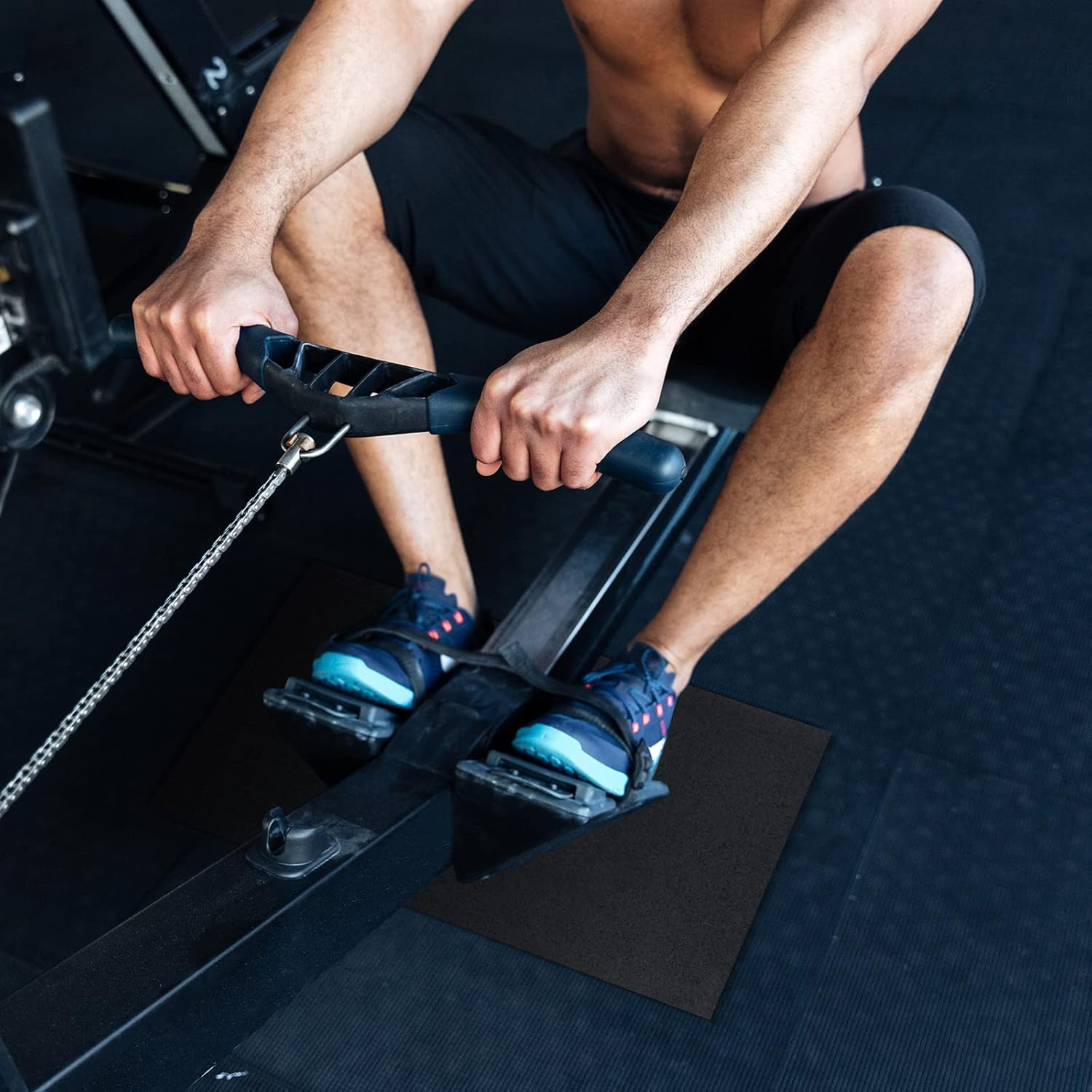 2 Pieces Rower Mat Compatible with Model D Concept 2 Rowing Machine anti Slip and High Density Thick Floor Mat for Home Gym Foam Floor Protective Mat, Black image number 5