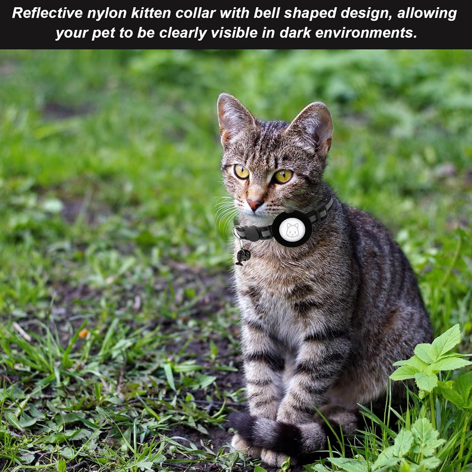 1 Pcs Cat Collar with Silicone Cat Tracker with Waterproof Airtag Cat Collar,Compatible with Apple Airtag,For Cats,Dogs,Kittens and Puppies (Black) image number 5