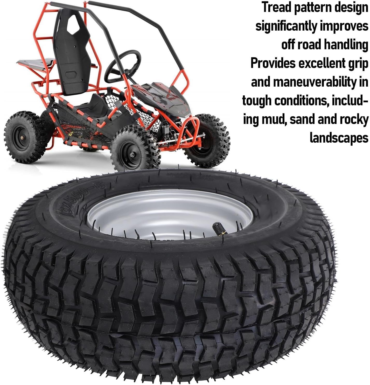 13 X 5.00-6 Wheel Tyre Vacuum Tubeless Reinforced Traction Antislip ATV off Road Tyre UTV CART Mini Bike image number 3