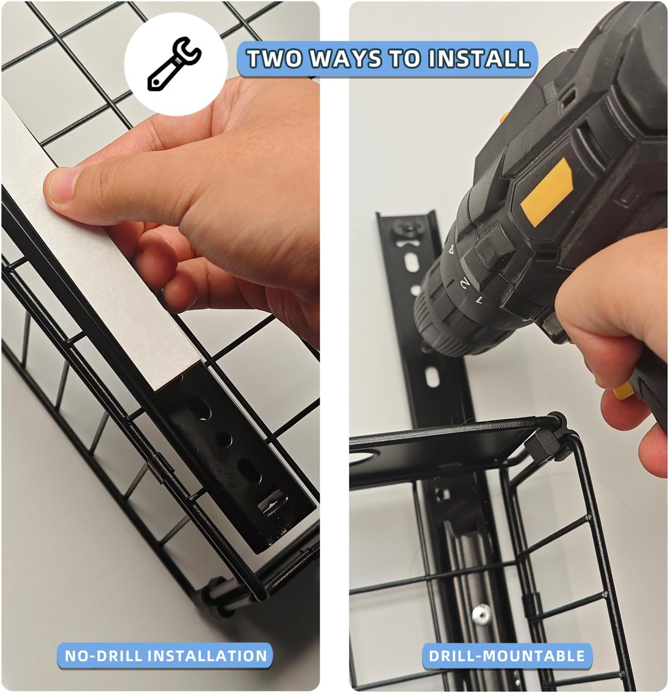 AVITONG 2 Pack Pull Out Cabinet Organiser Basket Set, Slide-Out Storage Drawers for Kitchen Pantry, Adhesive Installation, 1 Large + 1 Small Set, No Drilling image number 5