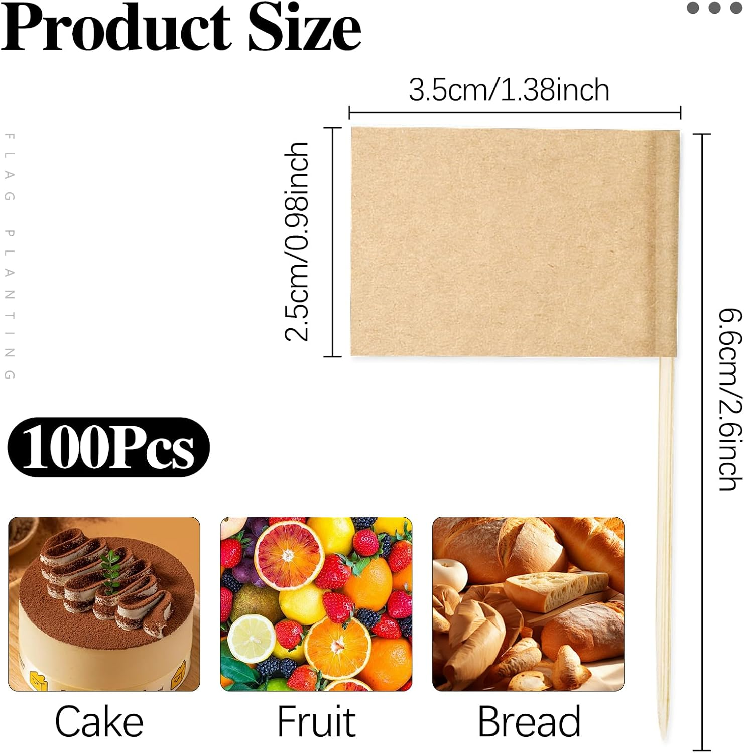 100 Pcs Blank Toothpick Flags Food Labels for Party Buffet Charcuterie Boards Accessories Cheese Markers Cocktail Picks Decorative Toothpicks for Appetizers Cupcake Sticks Decoration Party Supplies image number 1