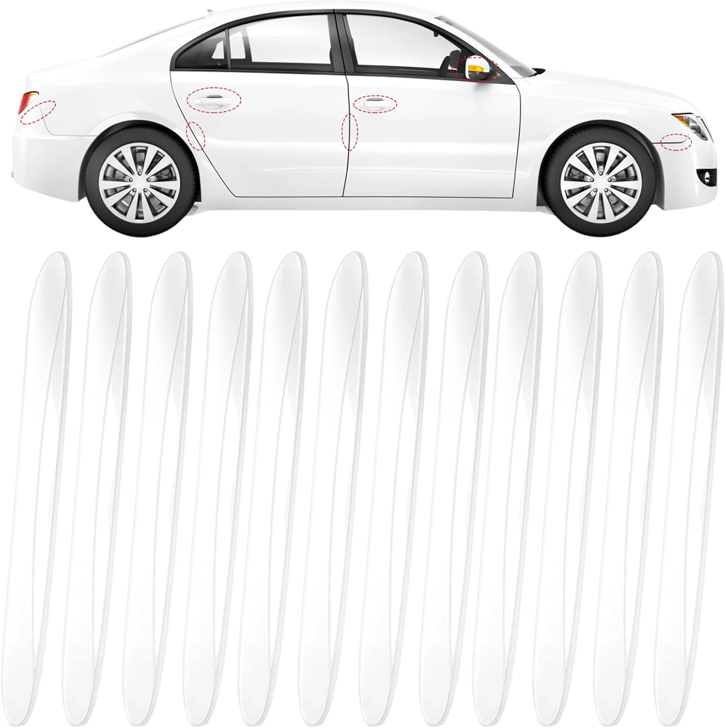 Car Door Edge Protector, 12 Pcs Transparent Car Door Protector Strips, Anti-Collision Guard for Doors, Handles and Bumper image number 6