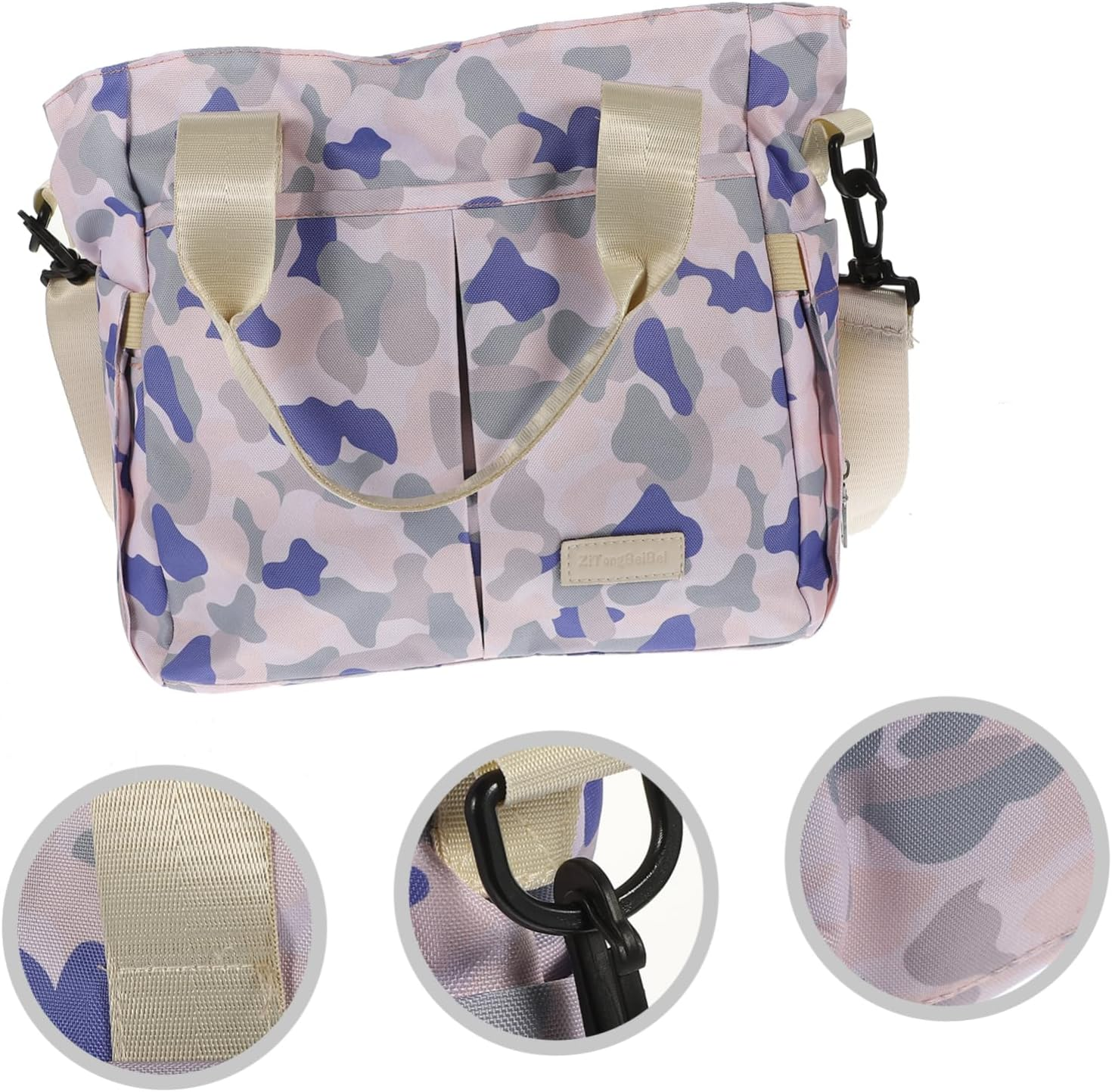 Hohopeti Large Baby Care Storage Bag for Moms Blue Camo Diaper Handbag Multi-Functional Travel Tote Shoulder Strap for Outdoor and Daily Use image number 4