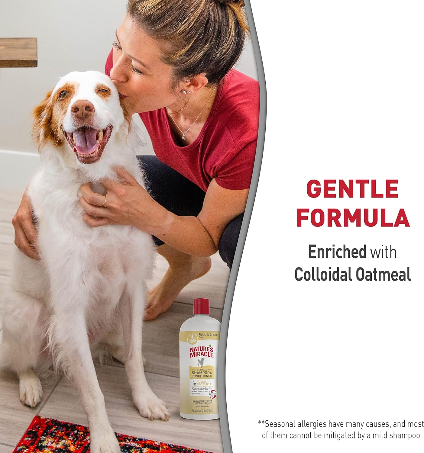 Nature&rsquo;S Miracle Oatmeal Shampoo & Conditioner, 946Ml, No Wet Dog Smell, Gentle Formula, Locked in Moisture, Pistachio Cream Scent image number 2