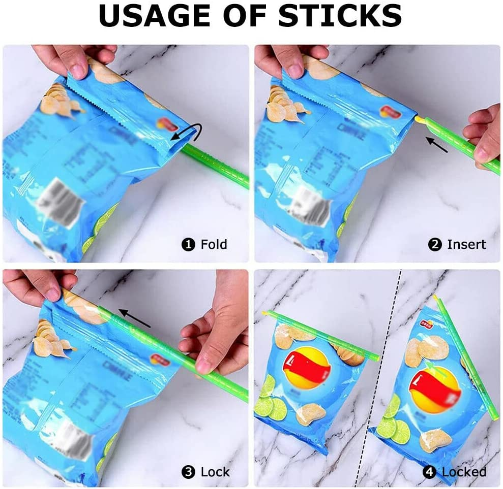 24Pcs Kitchen Sealing Sticks Reusable Clips Bag Sealer Lock Rod Bags Sealer image number 1