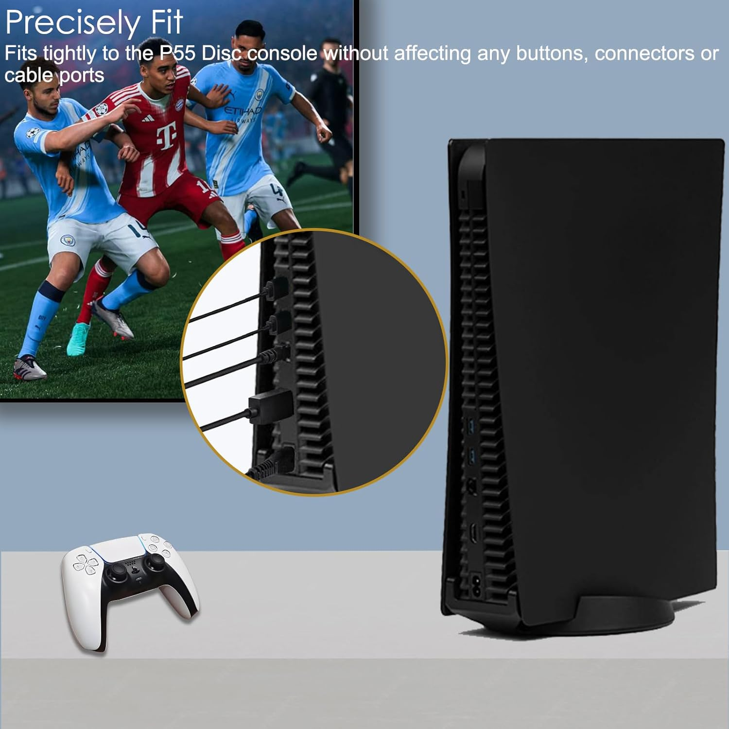 Replacement Skin Cover Shell for PS5 Digital Edition, Megadream Anti-Scratch Dustproof Protective Shell Cover Replacement Plate Shell for Sony PS5 Console Digital Edition - Blue image number 4