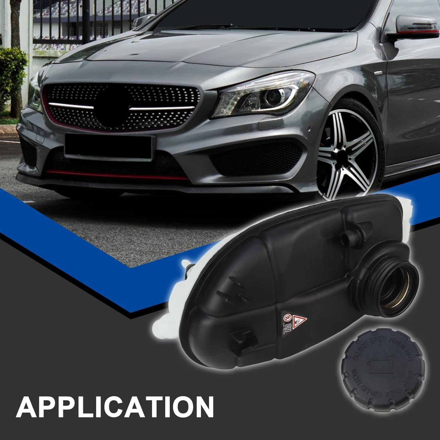 2465000049 Expansion Tank + Cap for Mercedes-Benz A, B, CLA Class W176, W246, C117, X156 A180, A200, A260, A45AMG, B180, B200, B260, AMGCLA45, CLA180, CLA200, CLA220, CLA260 Replat# 2105010615