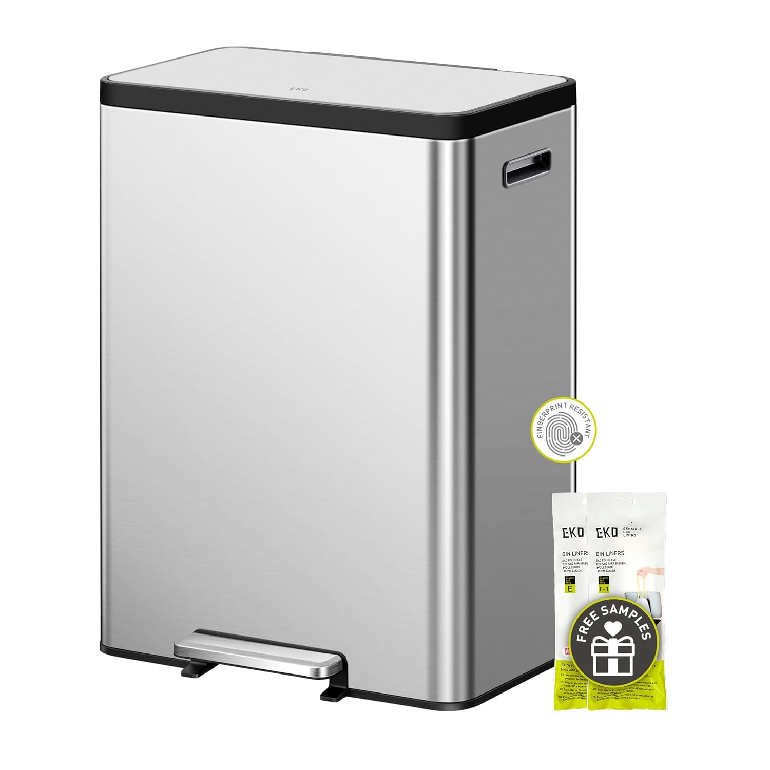 EKO Ecocasa II 36L+24L Dual Trash Bin with Recycle Bin, Stainless Steel Garbage Bin with Lid, Deodorizer Compartment, Odor-Proof and Fingerprint Resistant image number 4