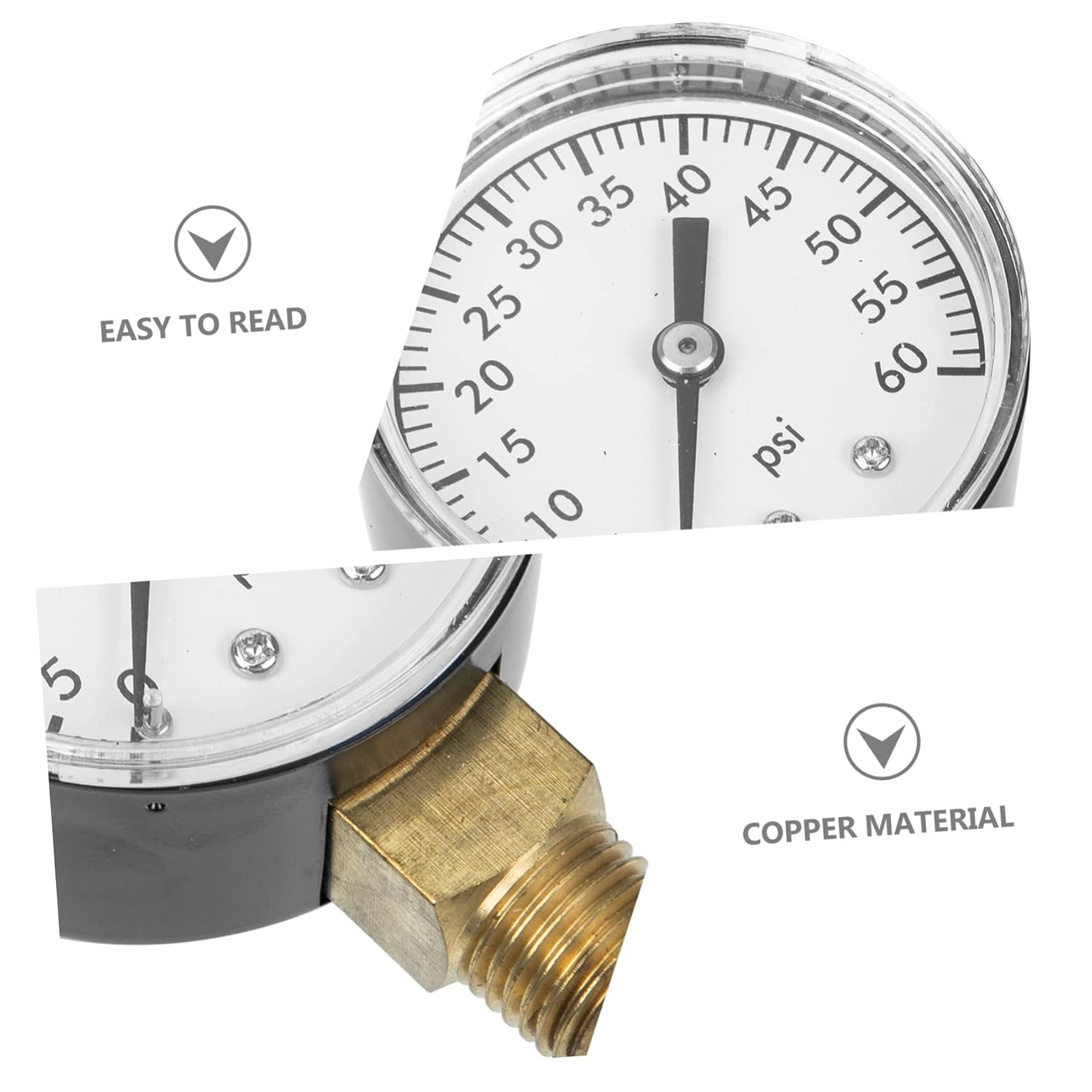 BESPORTBLE 50Mm Water Pressure Gauge 0-60Psi Pressure Gauge for Swimming Pool for Home and Park Use image number 5