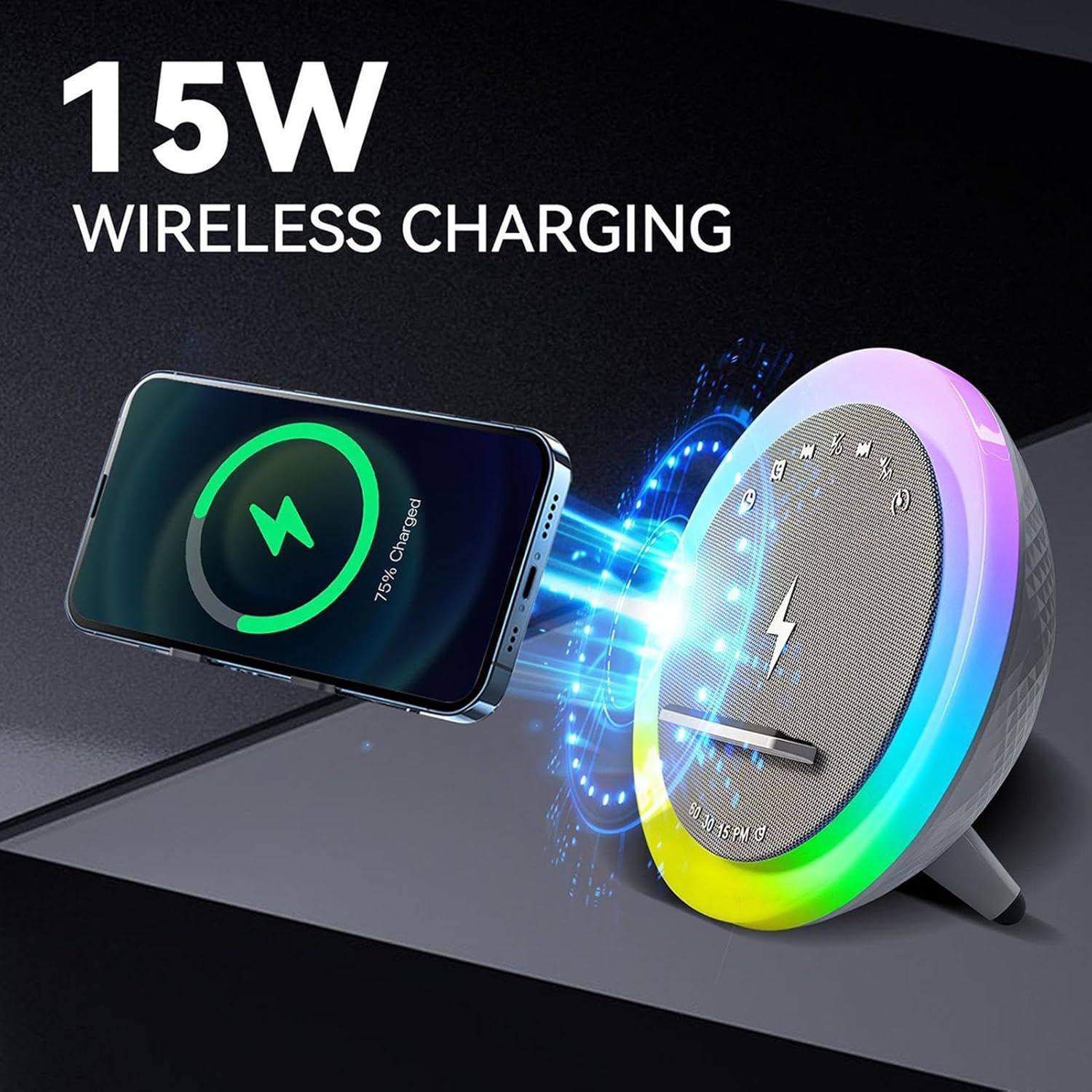 Portable Speaker - 4-In-1 Fast Charging with Night Light | Portable Speaker Desk Phone Holder,For Home Bedroom Living Room Office Apartment Bar Travel Camping