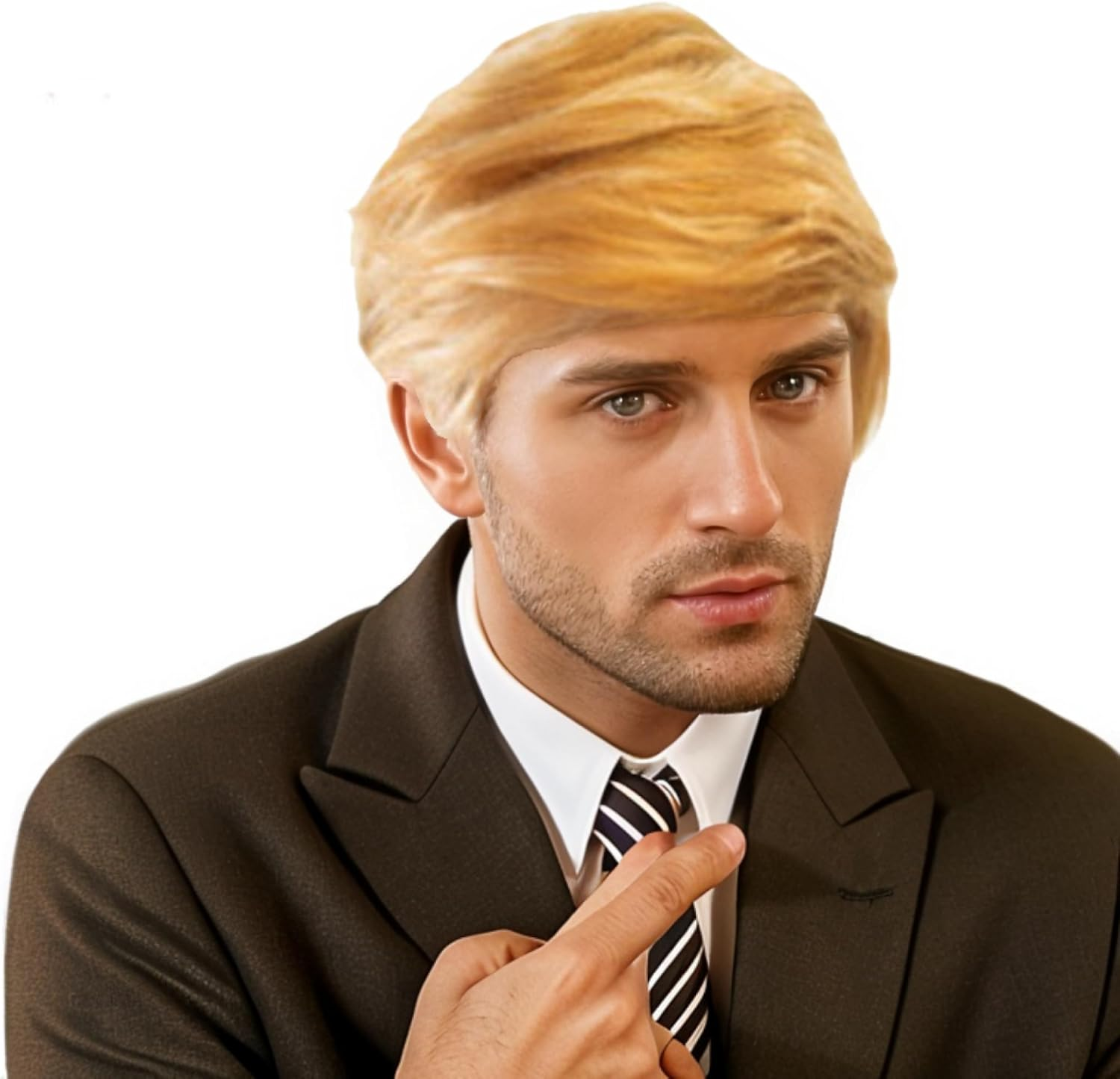 COSOUKE Trump MAGA Hat with Wigs Necktie Donald Trump Costume Funny Halloween Costumes for Men or Women image number 1