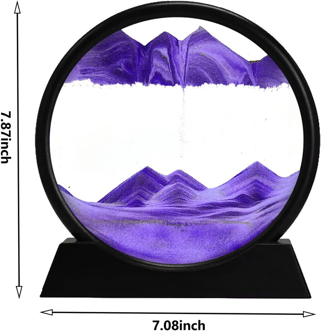 3D Dynamic Sand Art Liquid Motion, Moving Sand Art Picture round Glass 3D Deep Sea Sandscape in Motion Display Flowing Sand Frame Relaxing Desktop Home Office Work Decor (Purple, 7'') image number 4