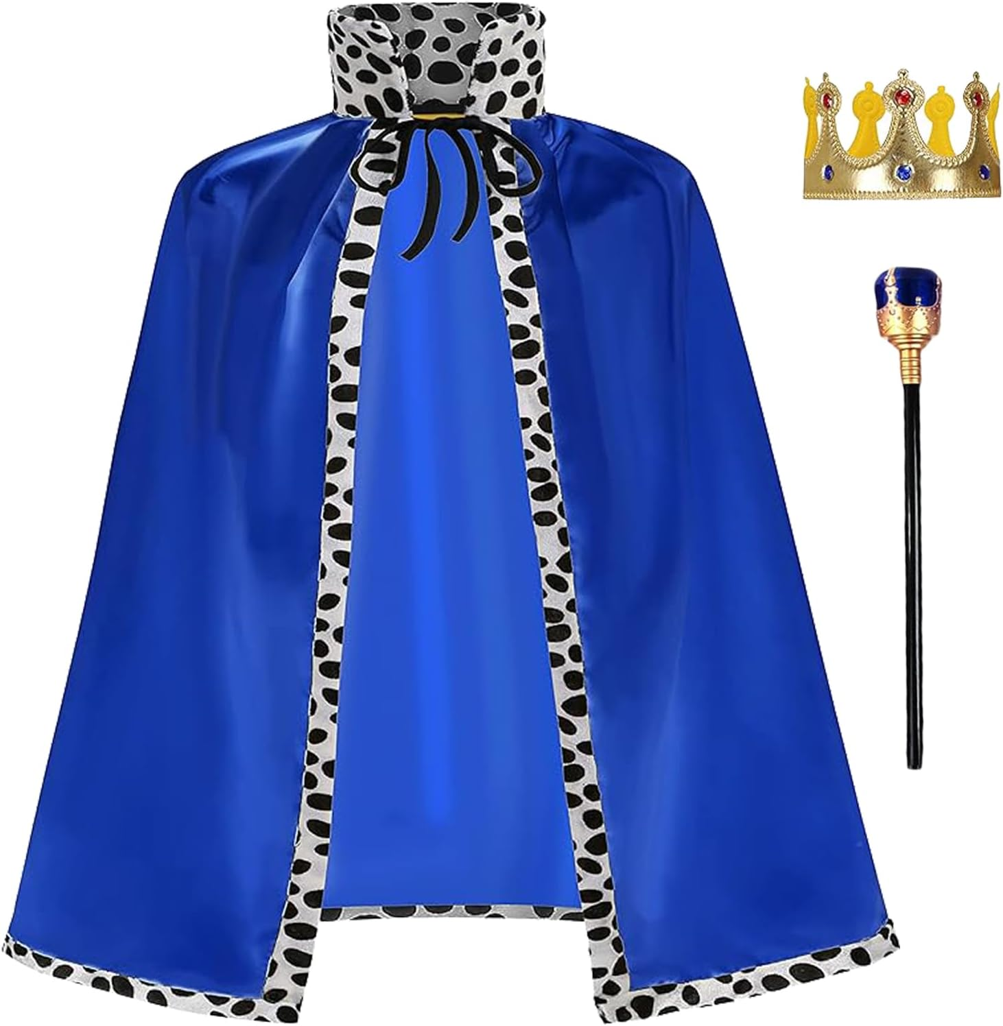 Yolsun Kids King Costume Cape with Crown Halloween King Costume Cape for Child