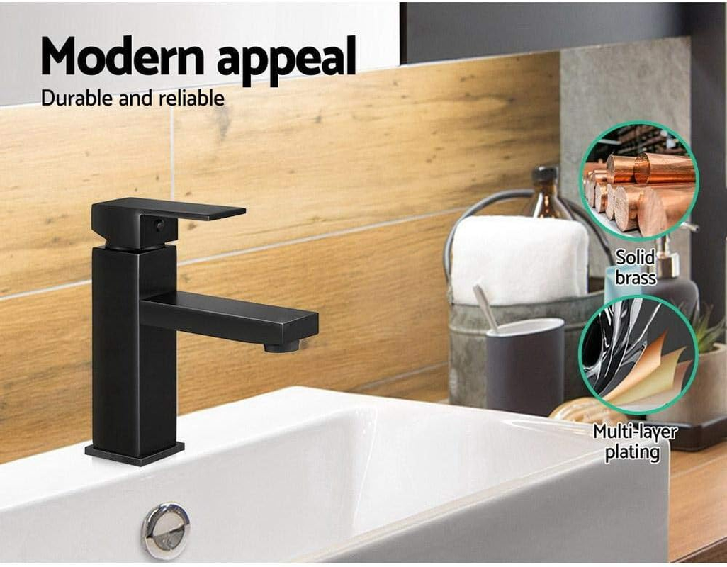 Cefito Basin Mixer Tap, 6L/Min Bathroom Taps Filter Swivel Brass Faucet Kitchen Sink Water Faucets Spray Head Bath Fixtures Home Laundry Vanity Improvement, Hot and Cold Switch Black image number 1