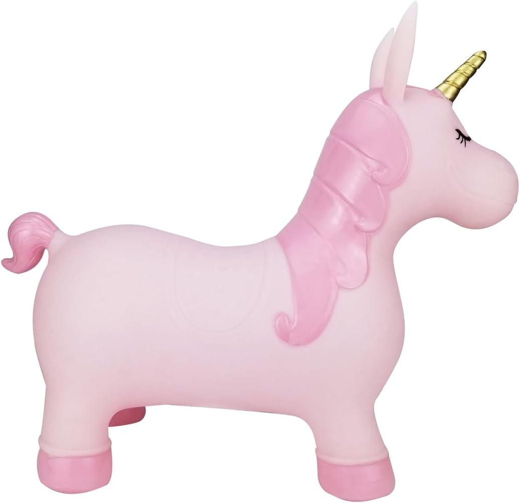 Kaper Kidz Bouncy Rider Pink Pearl the Unicorn &ndash; Inflatable Ride-On Toy for Kids up to 50Kg, Ages 12 Months+ with Hand Pump Included image number 2