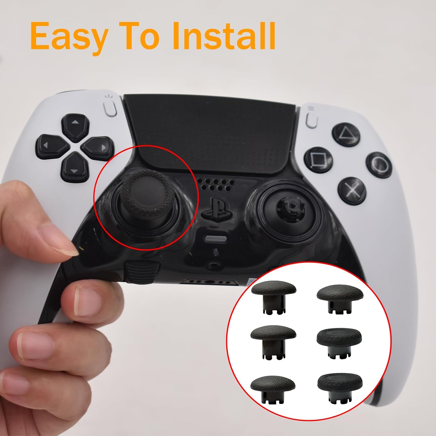Thumbsticks for PS5 Edge Controller, Thumbsticks Paddles Replacement for PS5 Dualsense Controller, 6 in 1 Accessories Parts for PS5 Dualsense Edge Controller Analog Joystick Repair Kit (Black) image number 2