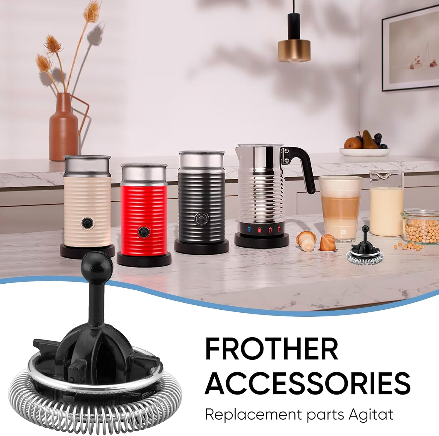 Frother Whisk Parts Milk Whisk for Aeroccino 3/4/Plus Milk Frother Replacement Milk Frother for Nespresso,Coffee Machine,Tea,Espresso image number 6