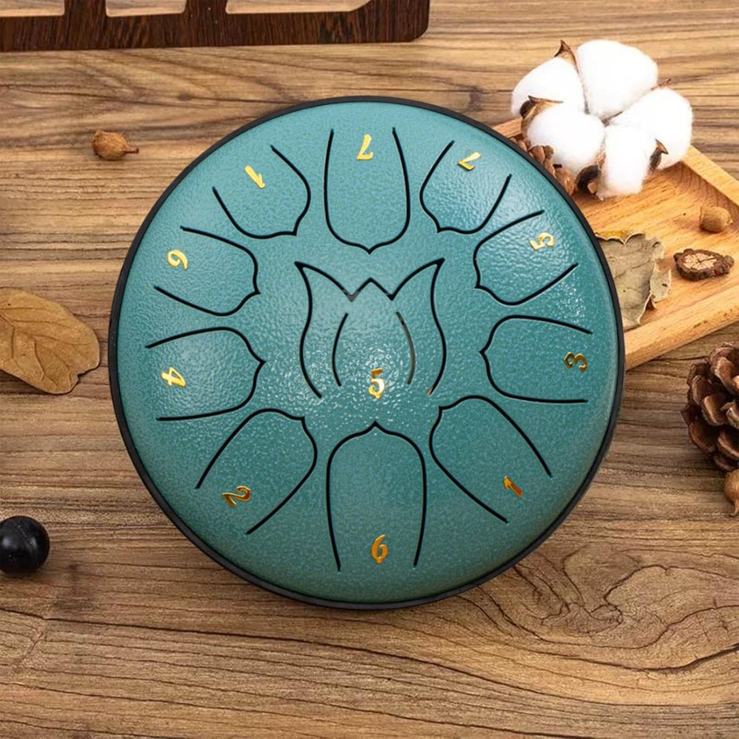 Steel Tongue Drum 6 Inch 11 Notes Hand Drum, Chakra Tank Drum Steel Percussion Padded Travel Bag Sticks Music Book, Sound Healing Instruments for Musical Education Entertainment Meditation (Malachite) image number 4