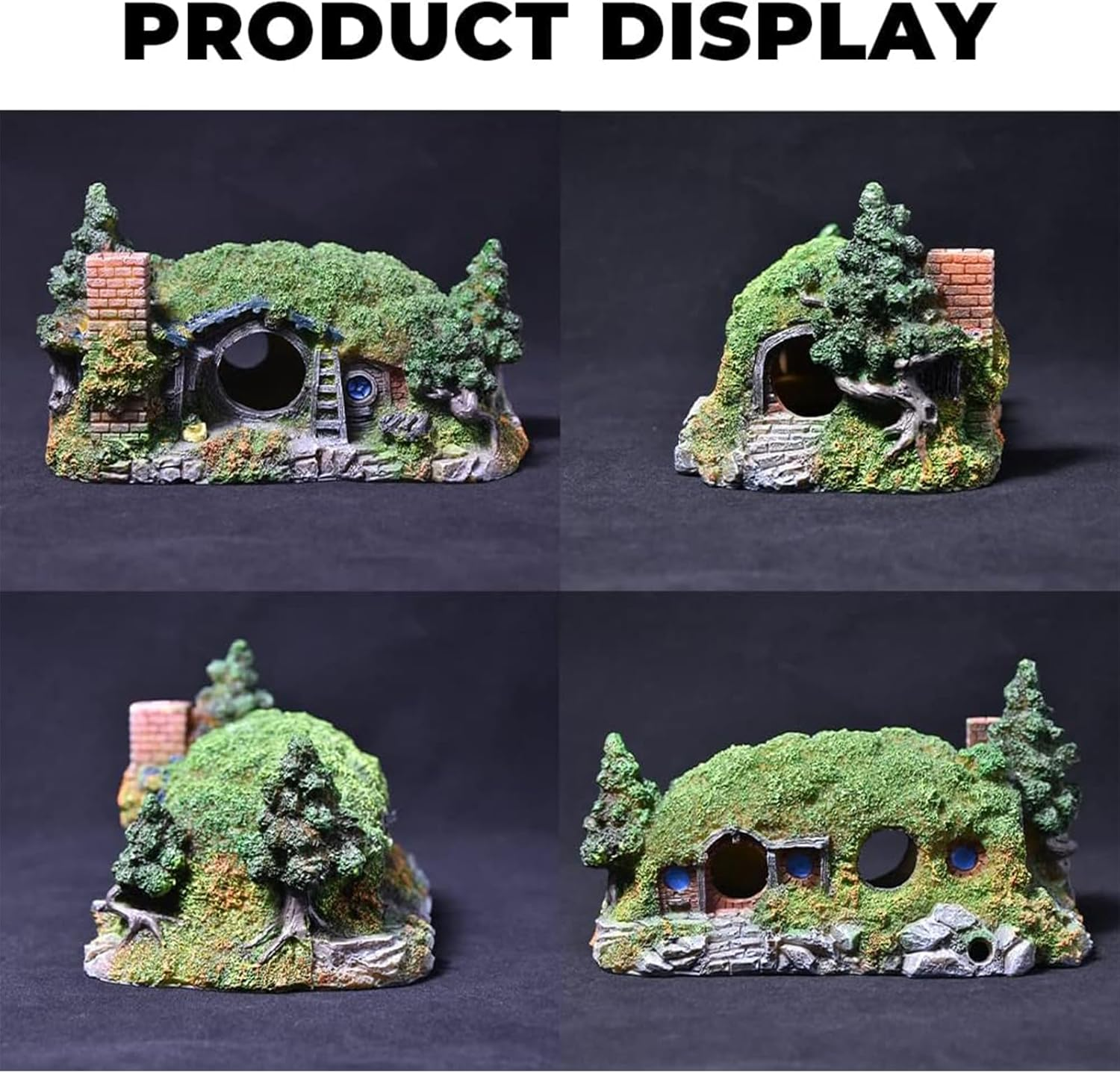 Cozioz Hobbit Castle Aquarium Decorations &ndash; Resin Fish Tank Ornaments for Betta Fish, Perfect for Scene Arrangement and Aquatic Decor image number 2