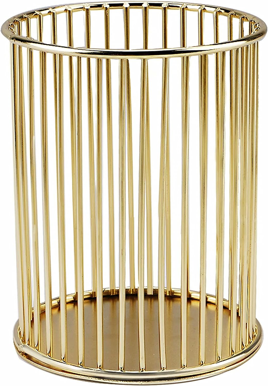 Pen Pencil Holder, Metal Wire Pen Pencil Cup Holders for Desk Cute Organizer, Makeup Brushes Cup Holder Organizer, 1PC Golden, by Xienie image number 3