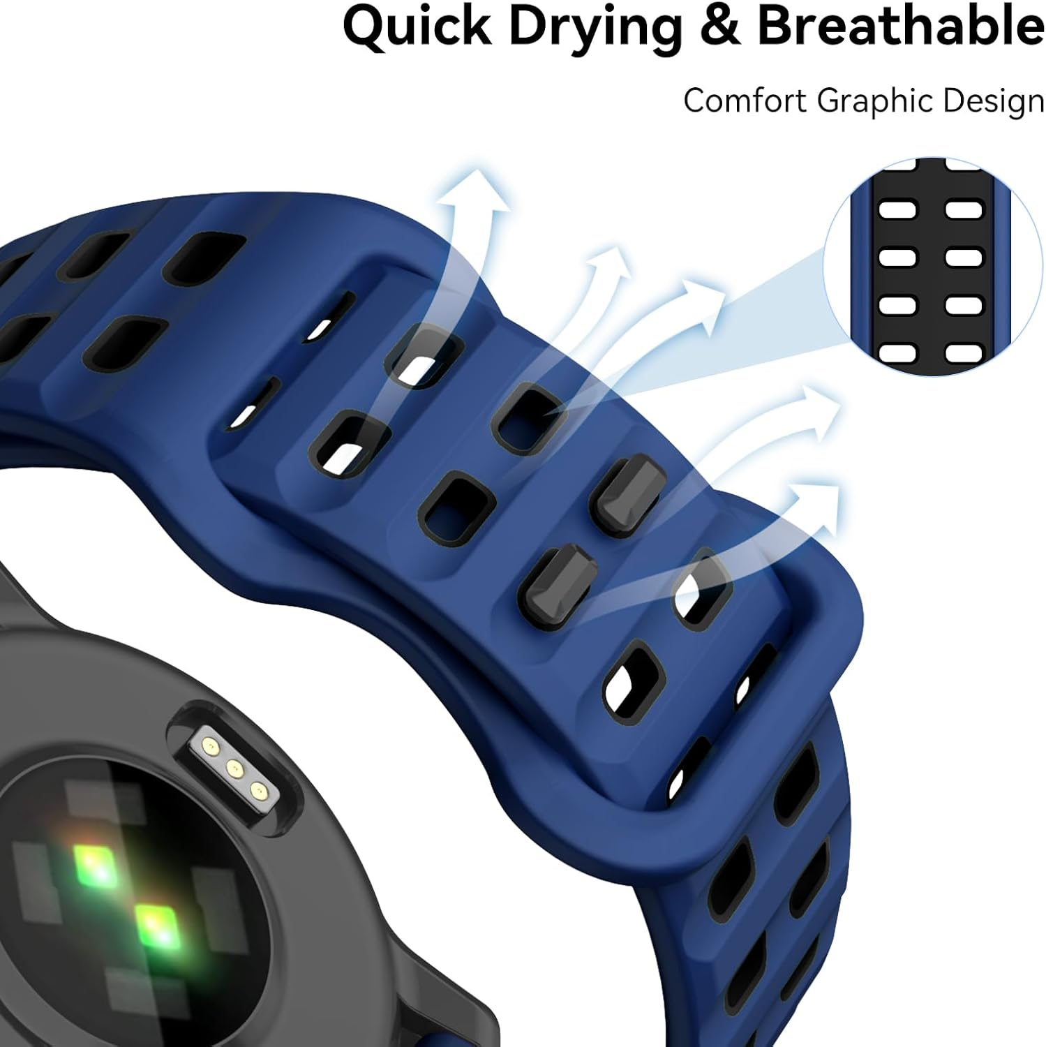 OVERSTEP Compatible with Coros Pace 3/Apex 2Pro/Apex 46 Mm/Apex Pro Straps, Silicone Strap Sports Strap for Garmin Venu 2/Venu 3/Vivoactive 4 Watch Strap - Army Green Black image number 4