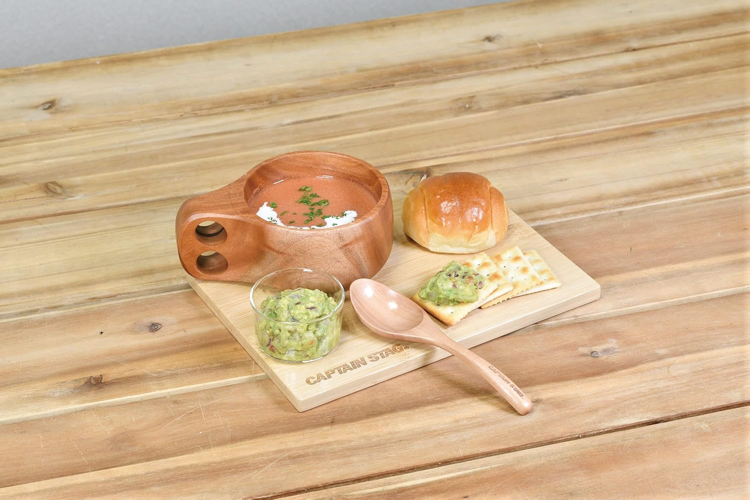 Captain Stag UP-2704 Wooden Cutlery Spoon, Soup Spoon, Wood Breath image number 1