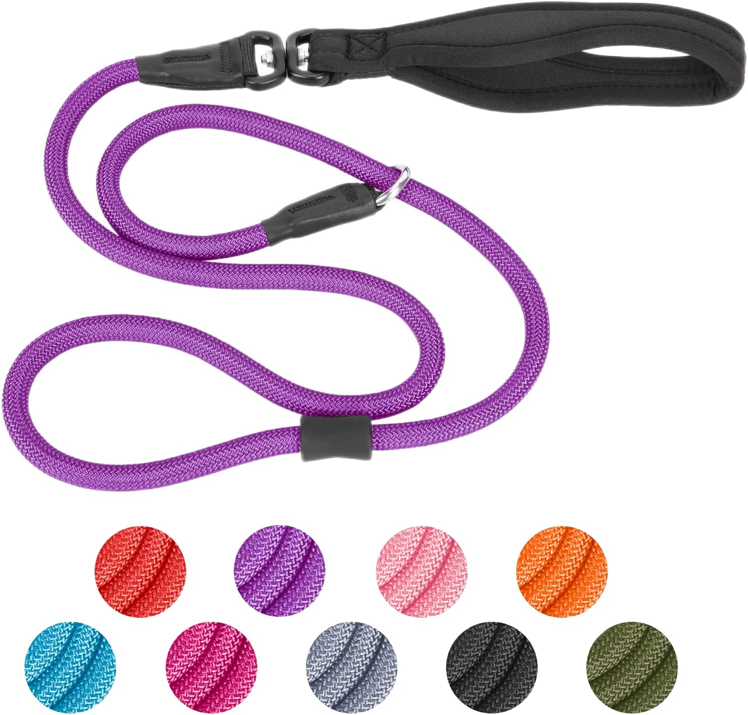 Slip Lead Dog Leash, Strong Anti-Tangle Durable Nylon No Pull Walking Leash for Small Medium Large Puppy Dogs 4Ft Black