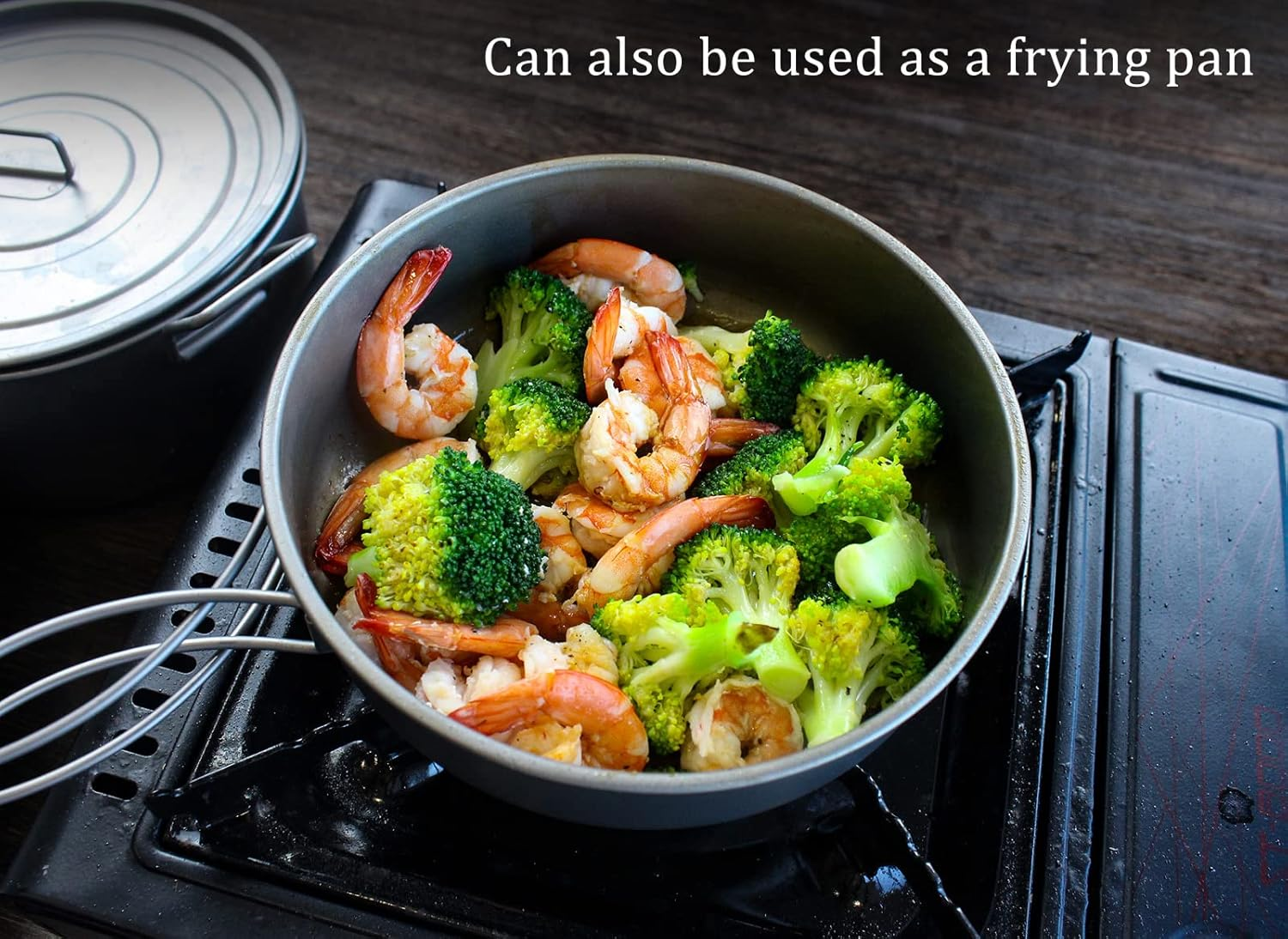 Boundless Voyage Titanium 1.9L Pot with 900Ml Frying Pan Set with Lid Multifunctional Steamer Stockpot Outdoor Camping Picnic Ti2057C image number 3