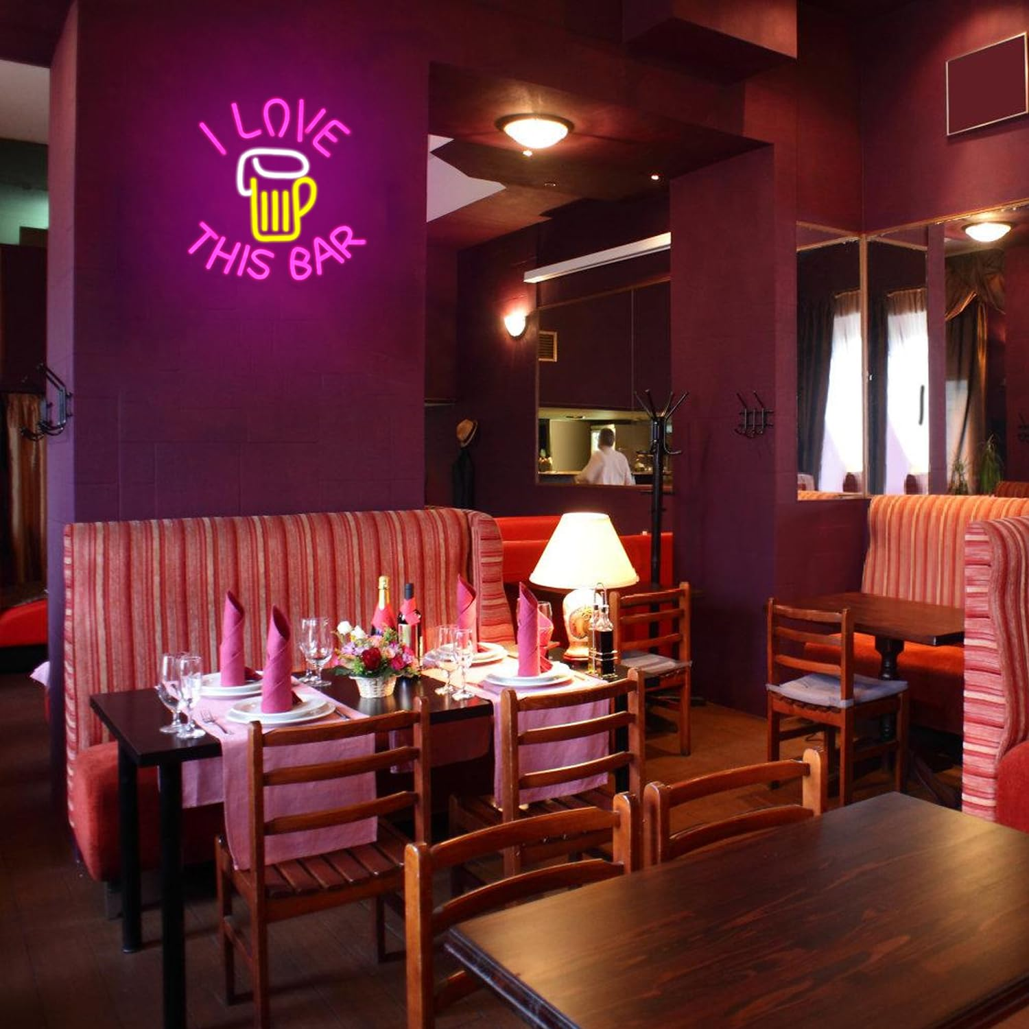 LMSIGNLY I Lovethis Bar Neon Sign for Wall Decor Beer Neon Light Man Cave LED Sign Pink Letter Neon Light Sign Beer Glass LED Light Bar Sign for Home Bedroom Club Pub Party Business Ceremony image number 5