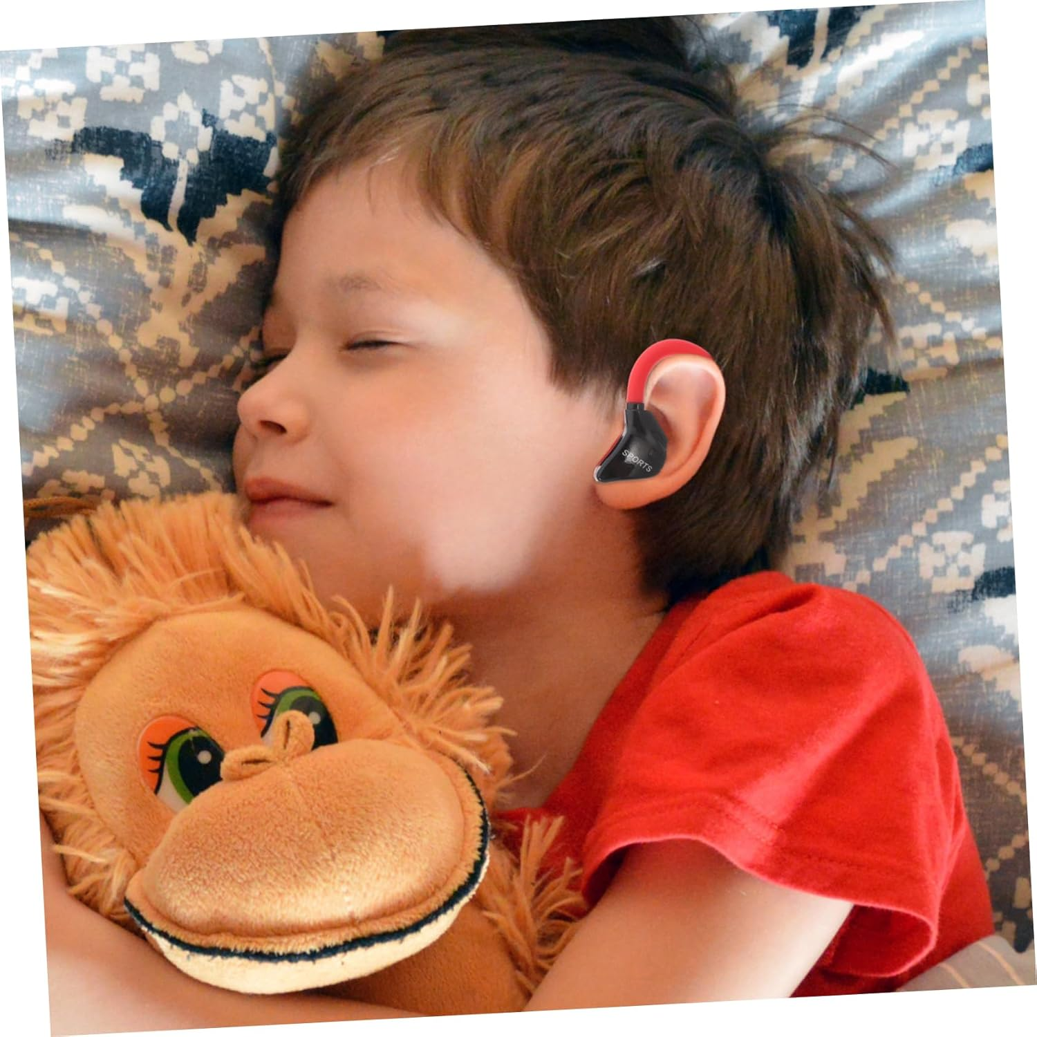 COHEALI Wired Ear Hook Headphones Earphones for Running Sports Wired Earbuds Sweat-Proof Low Bass Earphones for Active Lifestyles Compatible Cell Phones Red image number 4