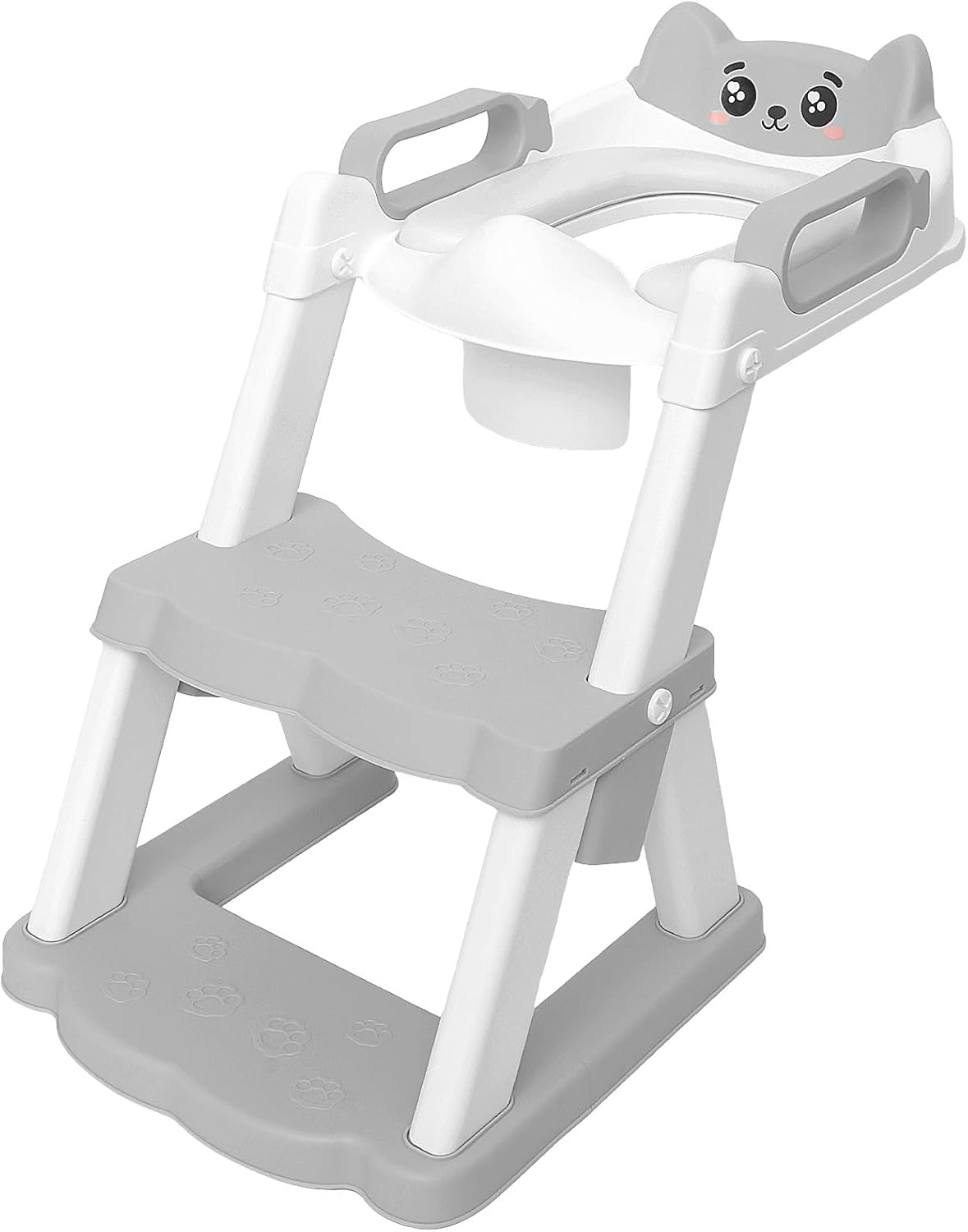 Potty Training Seat with Step Stool, Foldable Training Ladder anti Slip, Adjustable Height Comfortable Safe Potty Seat for Kids Boys Girls (Pink)