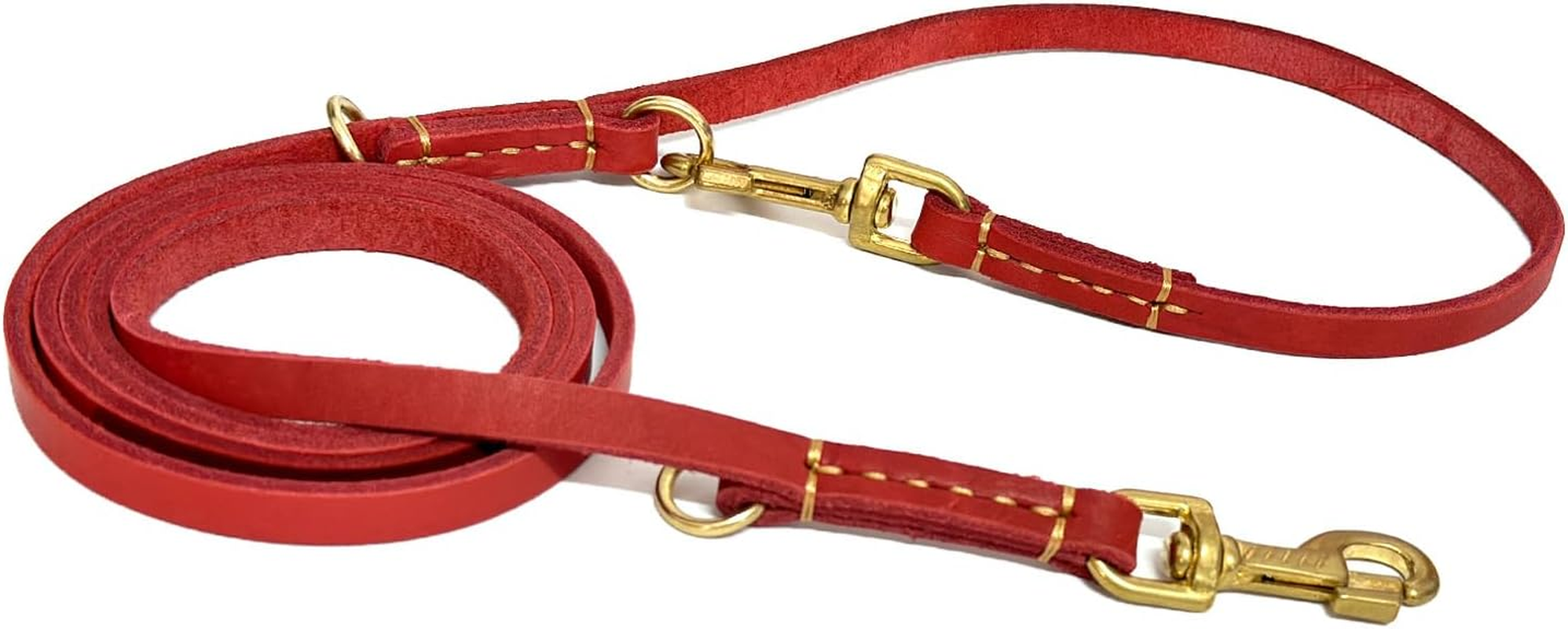 Durable Multi Function 8Ft Dog Leash, Genuine Leather Training Leash for Small, Medium and Large Dogs